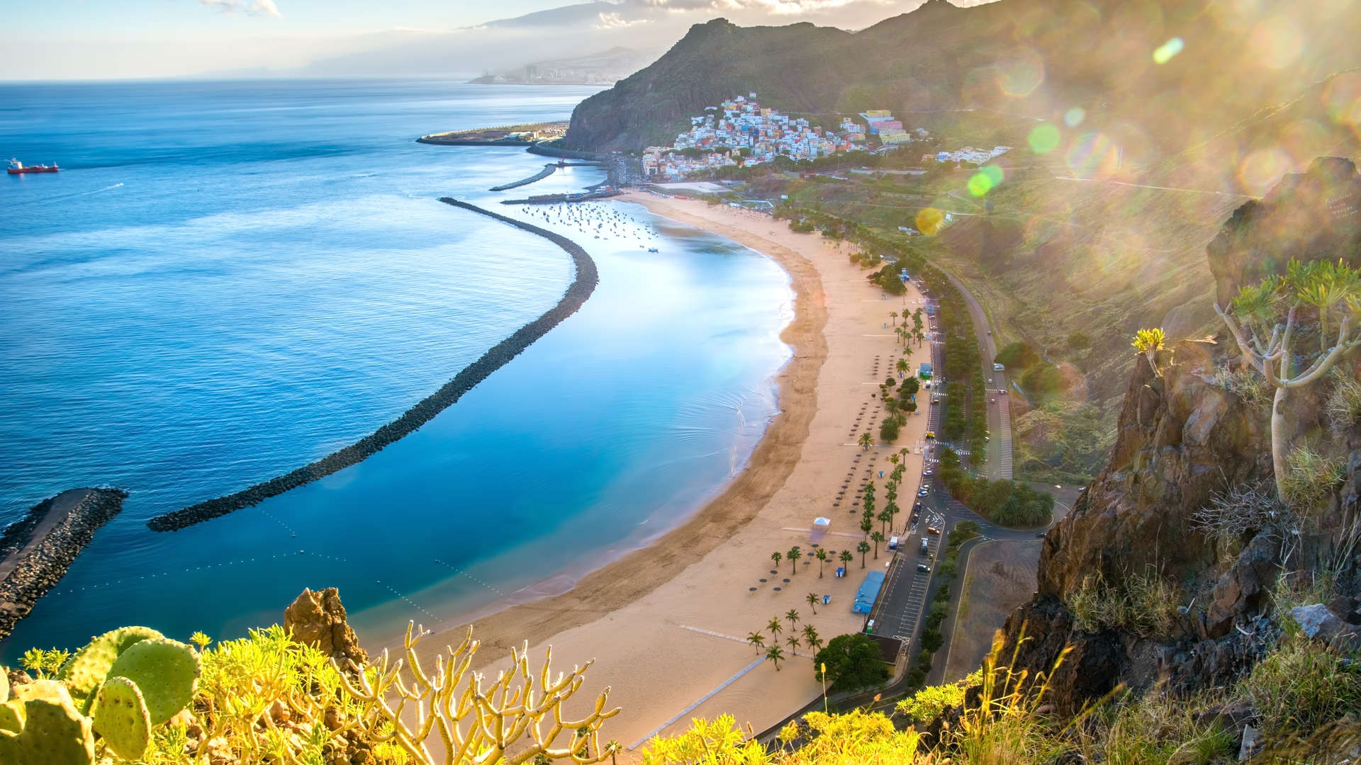 Uitzicht over één van de prachtige stranden van Tenerife.