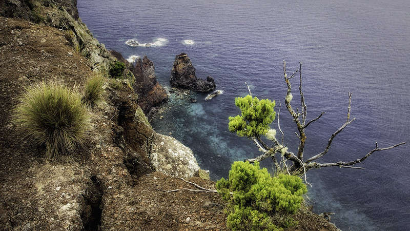 Uitzicht op zee vanaf ponta dos rosais