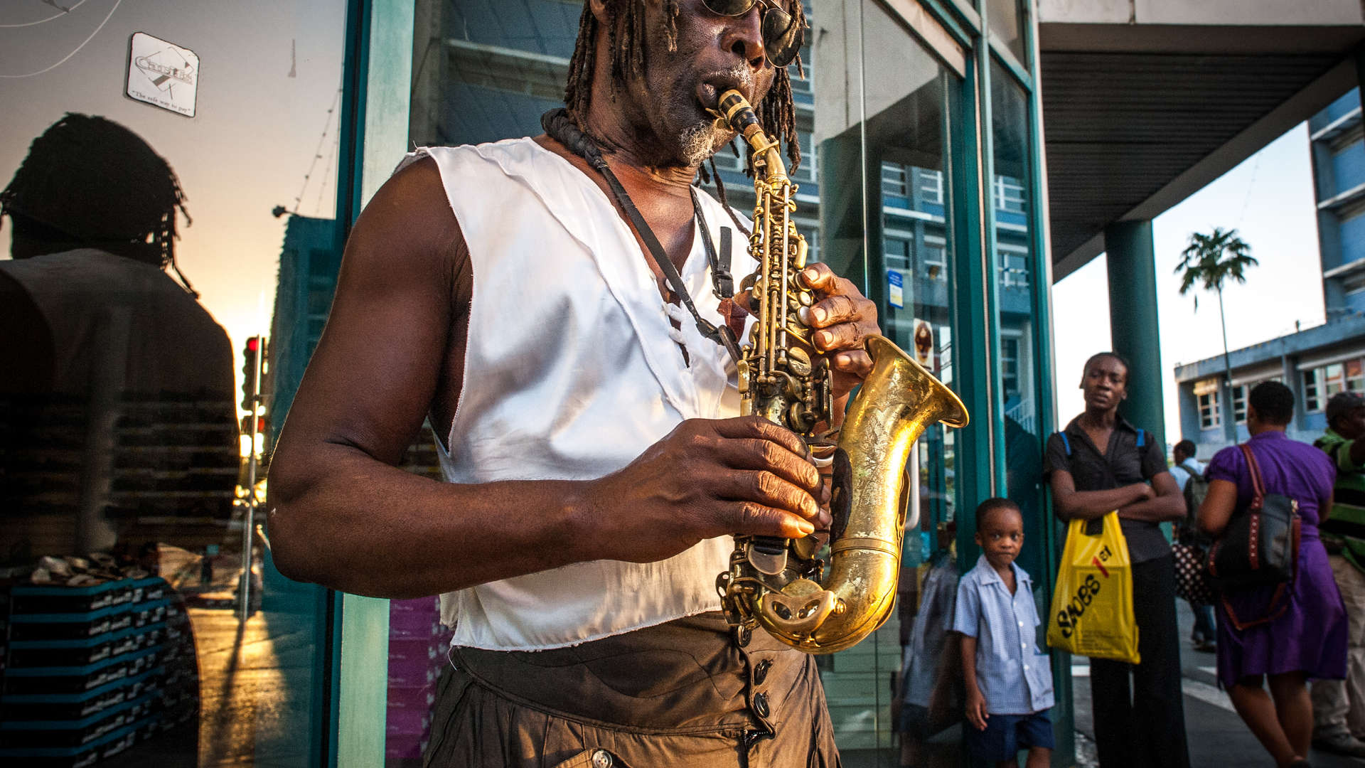 muzikant op de Caribische eilanden